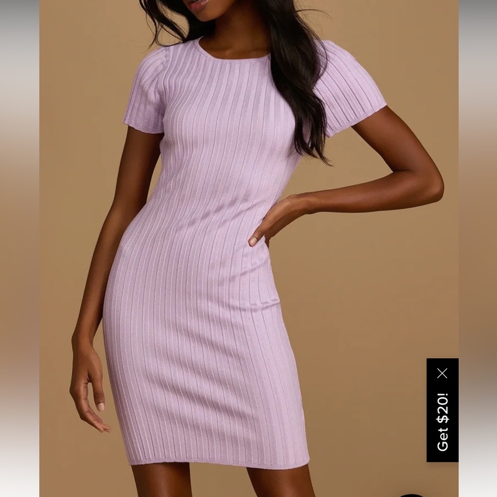 Lulu’s lavender ribbed backless bodycon dress